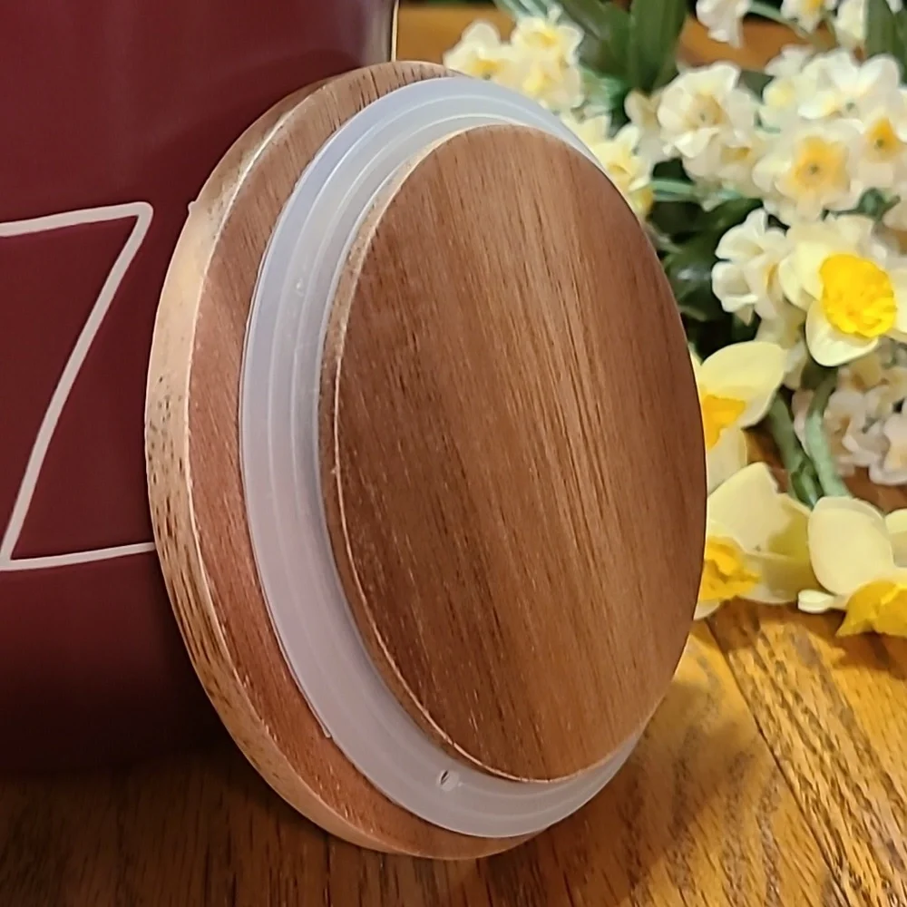 Rae Dunn COZY Canister With Wooded Lid